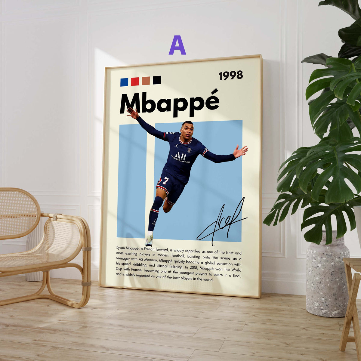 Football Stars Poster · Mbappé, Neymar, Messi, Hakimi, Haaland & Yamal · Sports Wall Art · Unframed Print