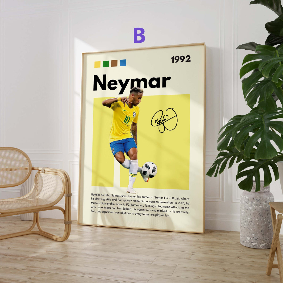 Football Stars Poster · Mbappé, Neymar, Messi, Hakimi, Haaland & Yamal · Sports Wall Art · Unframed Print