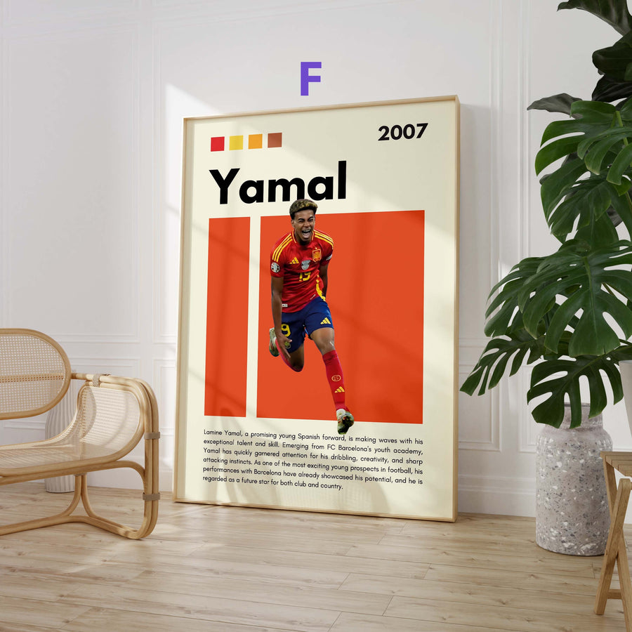 Futbol Yıldızları Posteri · Mbappé, Neymar, Messi, Hakimi, Haaland ve Yamal · Spor Duvar Sanatı · Çerçevesiz Baskı
