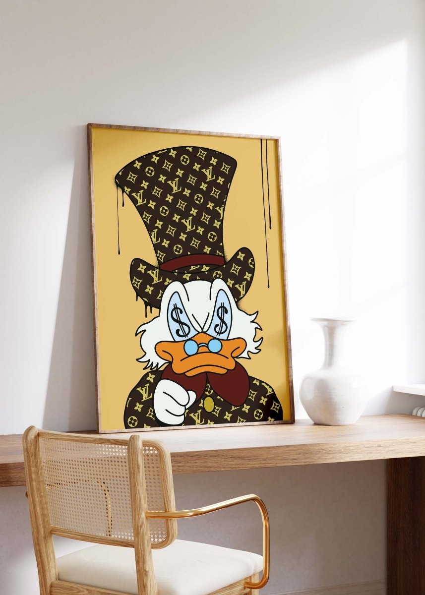 Luxury Duck Cartoon Poster · Money Eyes Design · Pop Art Street Art Style · Modern Wall Art · Unframed Print