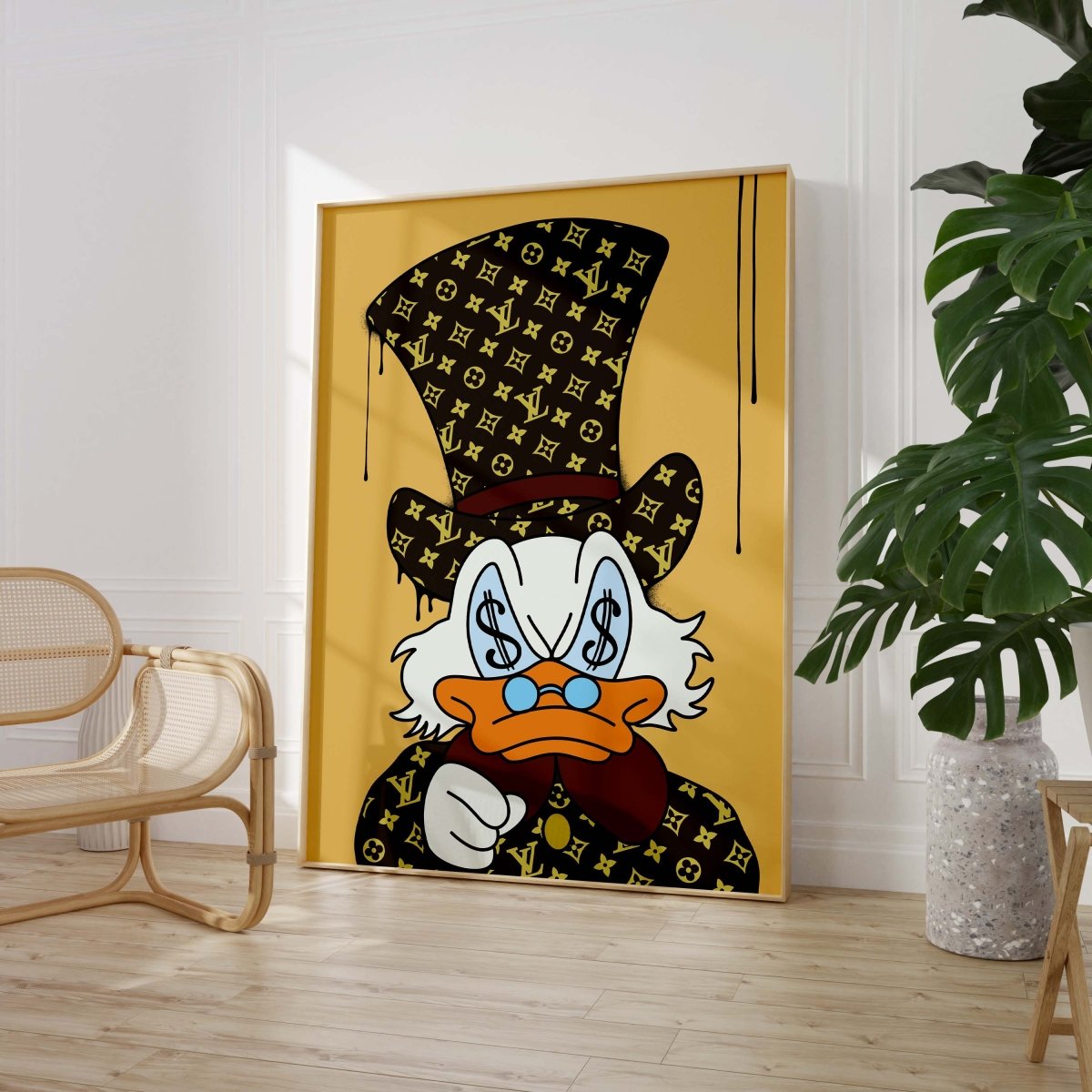 Luxury Duck Cartoon Poster · Money Eyes Design · Pop Art Street Art Style · Modern Wall Art · Unframed Print