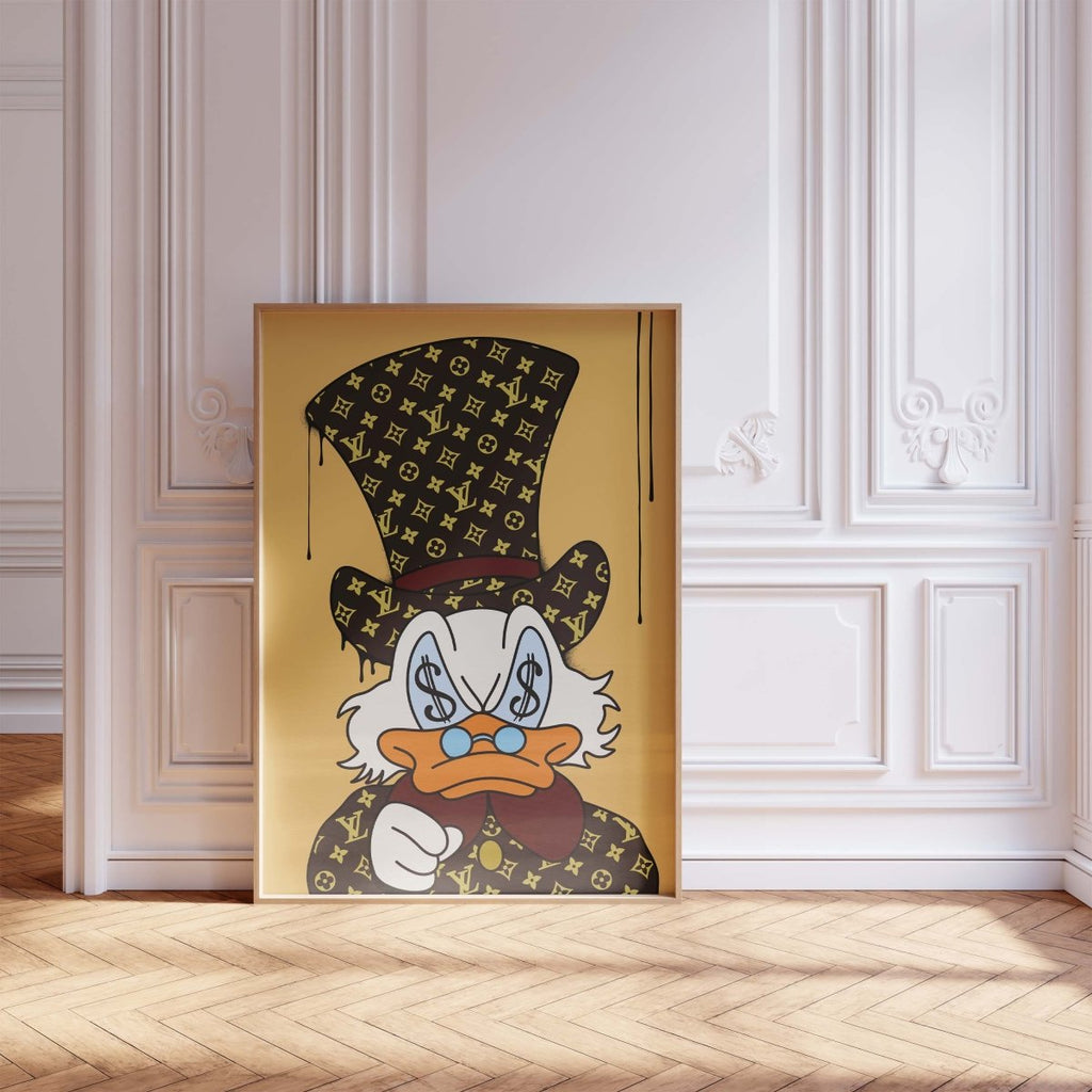 Luxury Duck Cartoon Poster · Money Eyes Design · Pop Art Street Art Style · Modern Wall Art · Unframed Print
