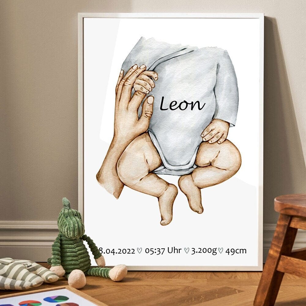 Personalised Family Poster with Hands · Dad, Mum, Kids & Baby · Unframed Print