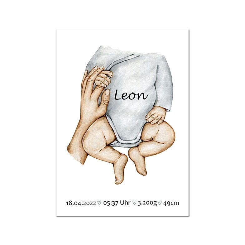 Personalised Family Poster with Hands · Dad, Mum, Kids & Baby · Unframed Print