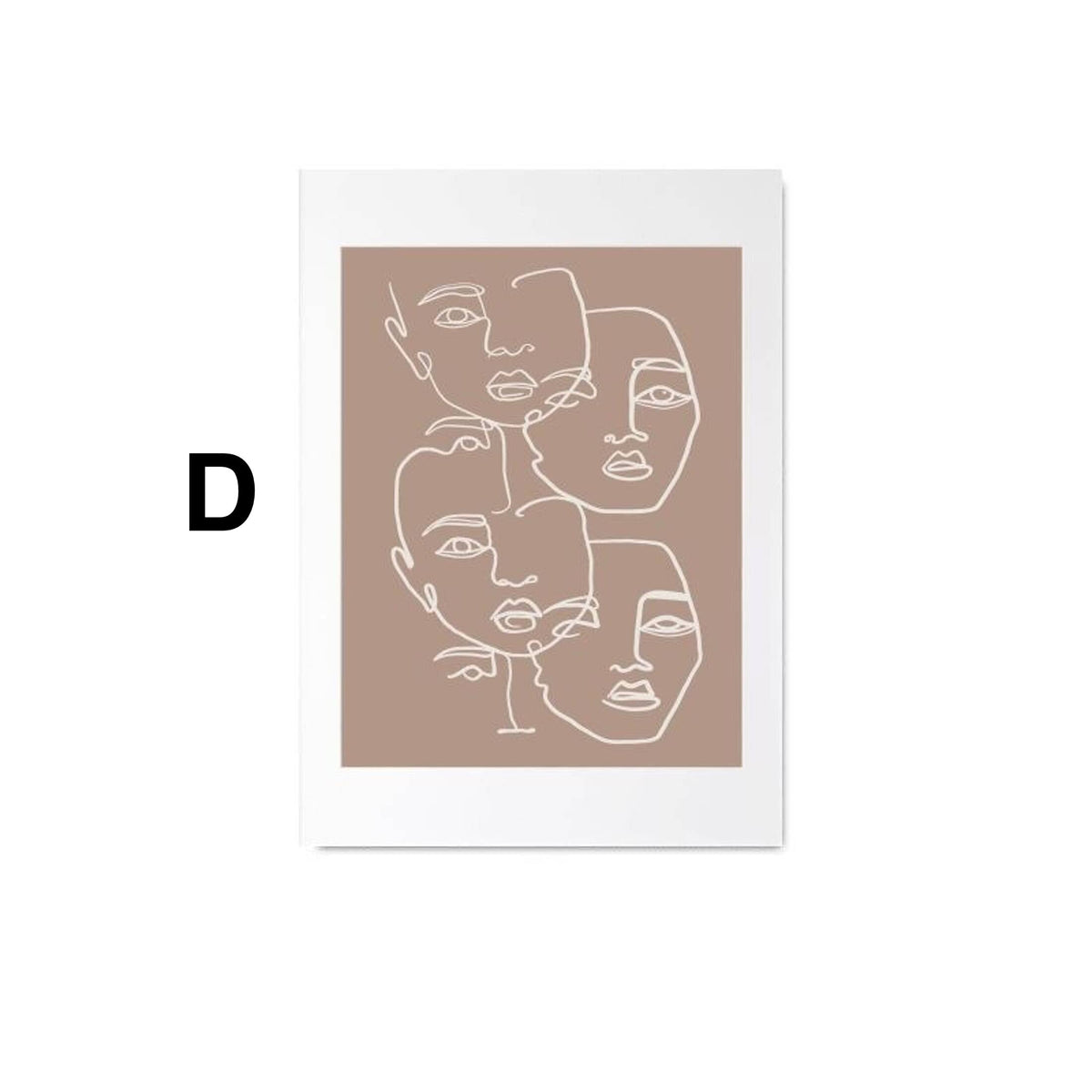 Line Art Faces & Abstract Shapes Poster · Minimal Wall Art · Unframed Print