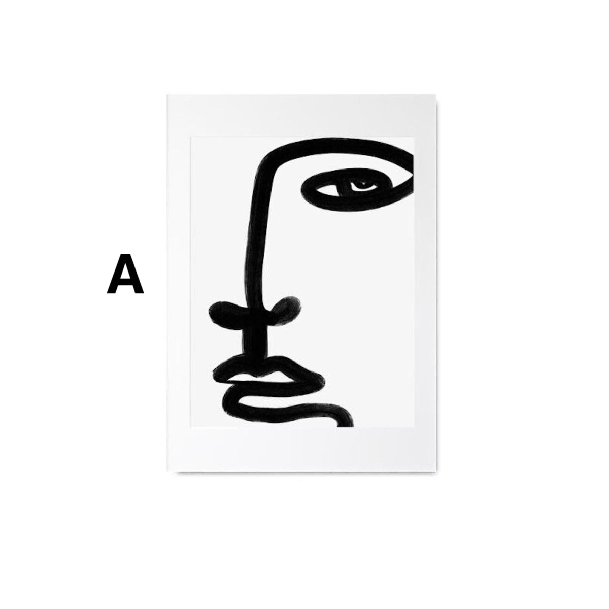 Line Art Faces & Abstract Shapes Poster · Minimal Wall Art · Unframed Print