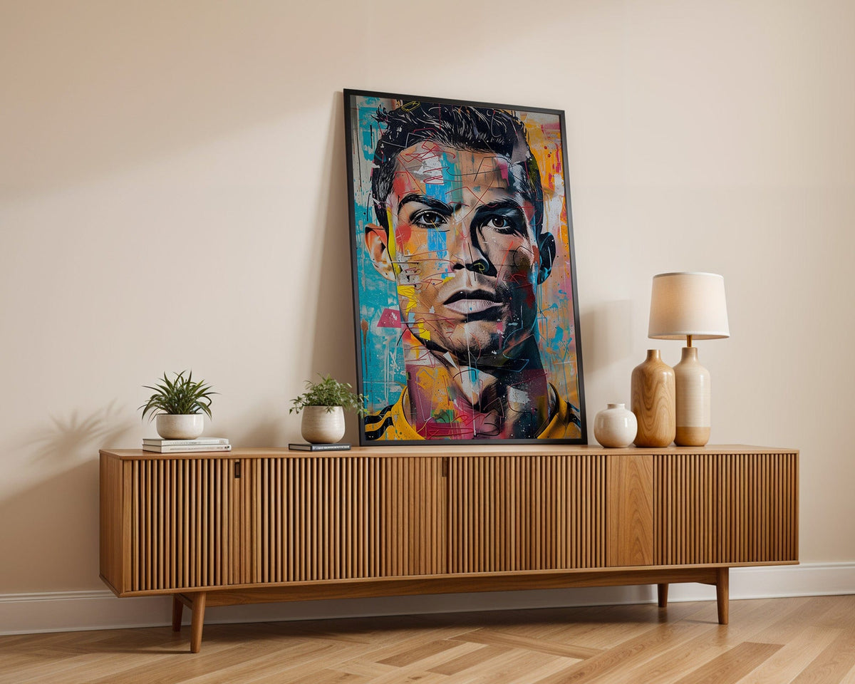Street Art Football Legend Ronaldo · Pop Art Wall Art · Modern Graffiti Poster · Unframed Print