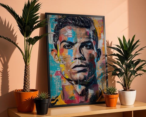Sokak Sanatı Futbol Efsanesi Ronaldo · Pop Art Duvar Sanatı · Modern Grafiti Poster · Çerçevesiz Baskı