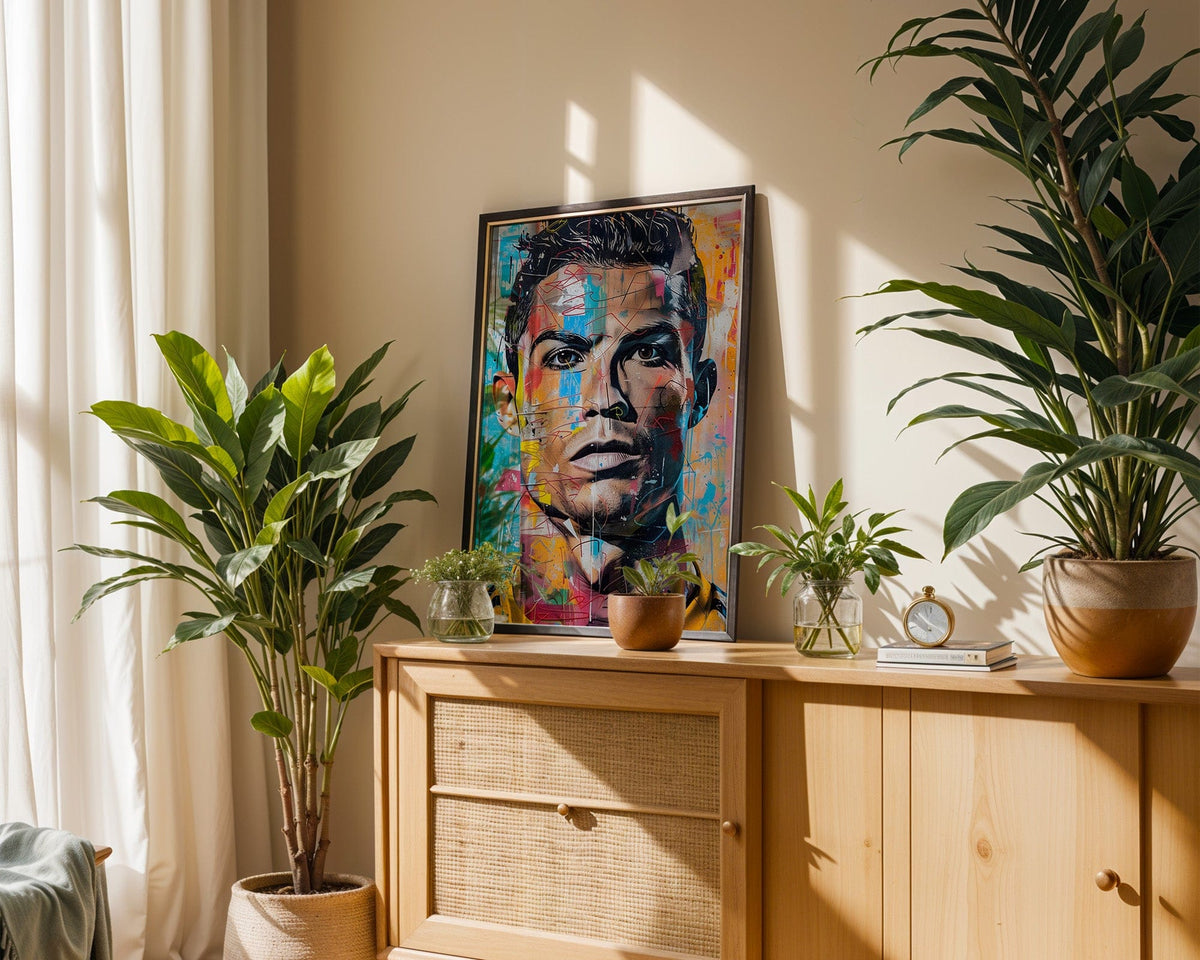 Street Art Football Legend Ronaldo · Pop Art Wall Art · Modern Graffiti Poster · Unframed Print